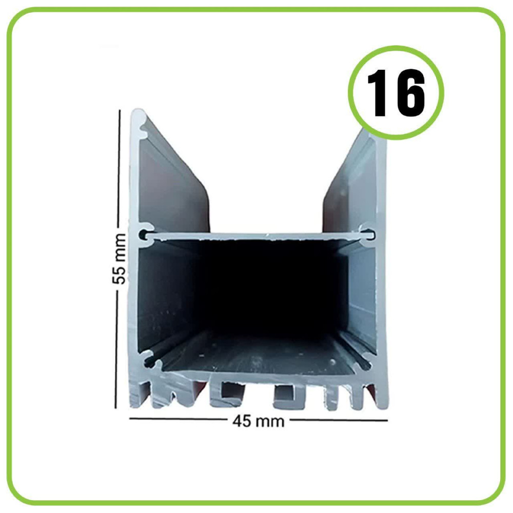 پروفیل کد 16 آویز و روکار برش 45 میل عمق 65 میل